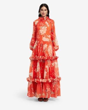 LEO LIN Angela Ruffled Maxi Dress - Red