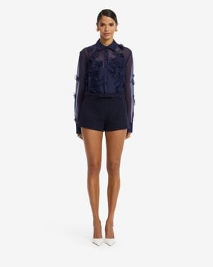 LEO LIN Olivianne Tweed Shorts - Blue