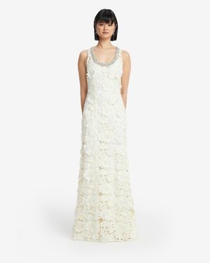 LEO LIN Helena Embellished Lace Maxi Dress - White