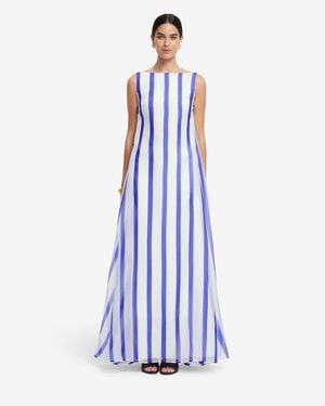 LEO LIN Yumei Striped Open Back Gown - Blue