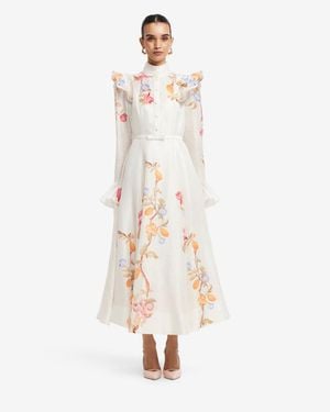 LEO LIN Selina Butterfly Sleeve Midi Dress - White
