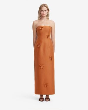 LEO LIN Rayna Bow Bustier Maxi Dress - Brown
