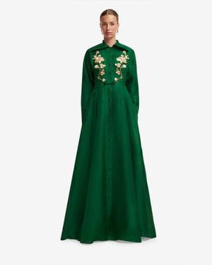LEO LIN Josephine Embellished Silk Gown - Green