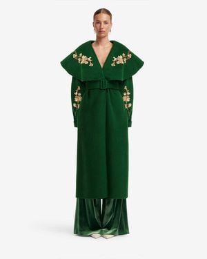 LEO LIN Joan Embellished Wool Coat - Green