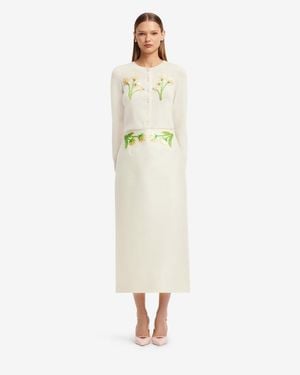 LEO LIN Quinn Embellished Wool Midi Skirt - Green