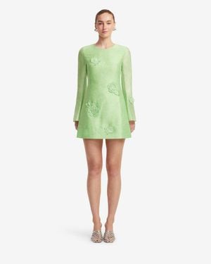 LEO LIN Suzanne Appliqué Long Sleeve Mini Dress - Green