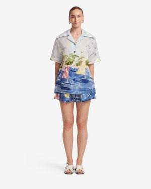 LEO LIN Casey Silk Button Shirt - Blue