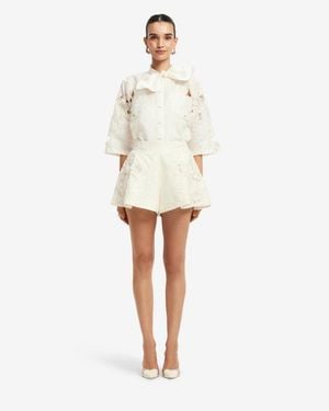 LEO LIN Abby Appliqué Shorts - White