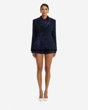LEO LIN Lisa Appliqué Tweed Blazer - Blue