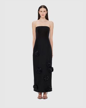 chinese dress ladies Leo Lin Leanne Bustier Midi Dress - Twilight Print in Black