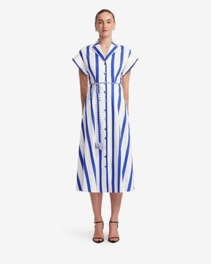 LEO LIN Aubrey Striped Shirt Midi Dress - Blue