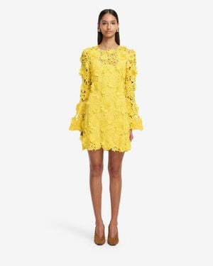 LEO LIN Suzanne Lace Bell Sleeve Mini Dress - Yellow