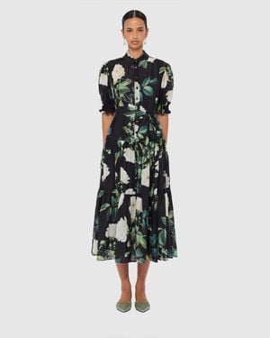 LEO LIN Ellie Bishop Sleeve Midi Dress - Green