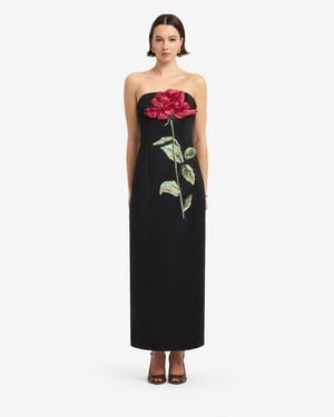 LEO LIN Rayna Appliqué Rose Maxi Dress - Black