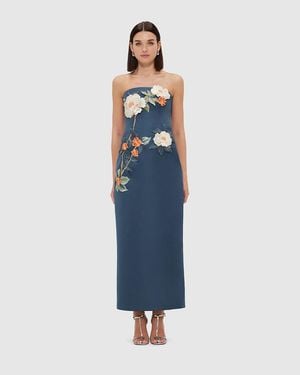 LEO LIN Rayna Appliqué Floral Bustier Maxi Dress - Blue