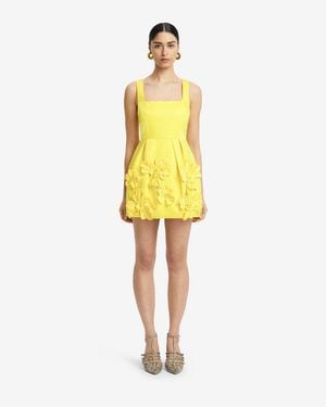 LEO LIN Piper Floral Appliqué Bell Shape Mini Dress - Yellow