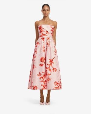 LEO LIN Lynn Jacquard Bustier Midi Dress - Red