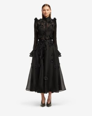 LEO LIN Leila Petal Midi Skirt - Black