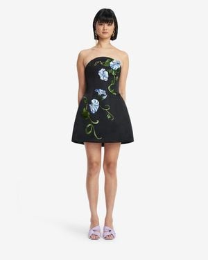 LEO LIN Zaria Appliqué Floral Bustier Mini Dress - Black