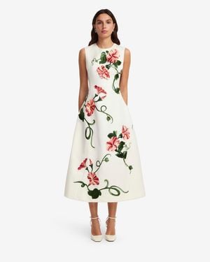 LEO LIN Cleo Appliqué Sleeveless Midi Dress - White