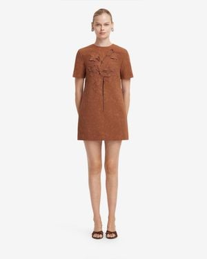 LEO LIN Alexa Appliqué Vegan Suede Tshirt Mini Dress - Brown