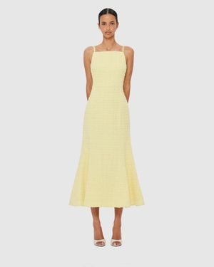 LEO LIN Regina Tweed Midi Dress - Yellow