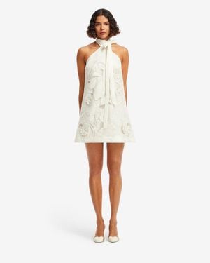 LEO LIN Lola Appliqué Halterneck Mini Dress - White