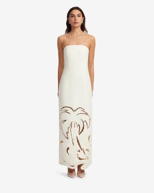 LEO LIN Rayna Palm Bustier Maxi Dress - Metallic