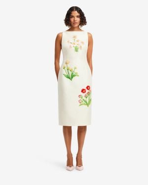 LEO LIN Eleanor Embellished Wool Midi Dress - White