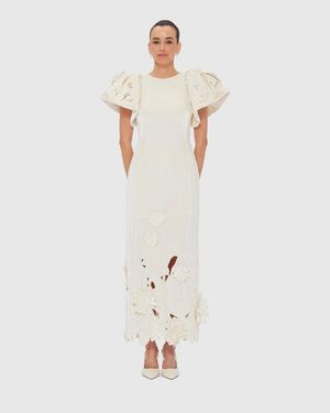 LEO LIN Lucinda Velvet Maxi Dress - White