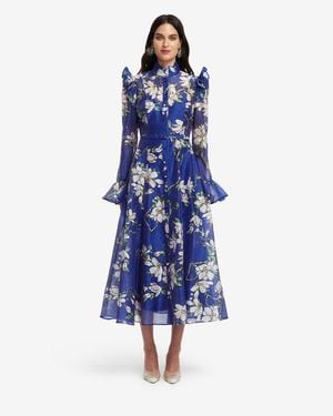 LEO LIN Katrina Butterfly Sleeve Midi Dress - Blue