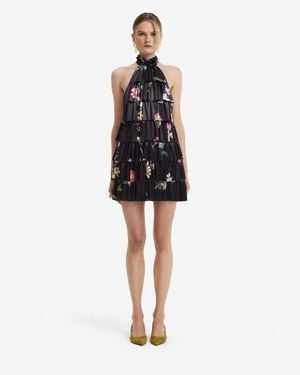 LEO LIN Elodie Velvet Tiered Mini Dress - Black