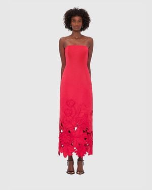 LEO LIN Rayna Appliqué Bustier Maxi Dress - Red