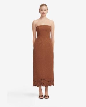 LEO LIN Rayna Appliqué Vegan Suede Bustier Maxi Dress - Brown