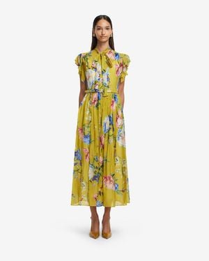 LEO LIN Grace Flutter Sleeve Midi Dress - Yellow