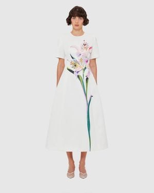 LEO LIN Caroline Short Sleeve Midi Dress - White