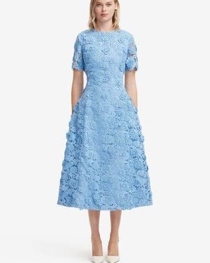 LEO LIN Caroline Lace Short Sleeves Midi Dress - Blue
