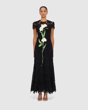 LEO LIN Monique Embroidered Lace Maxi Dress - Black