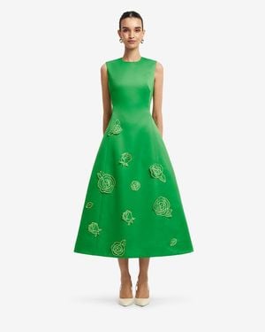 LEO LIN Cleo Appliqué Sleeveless Midi Dress - Green