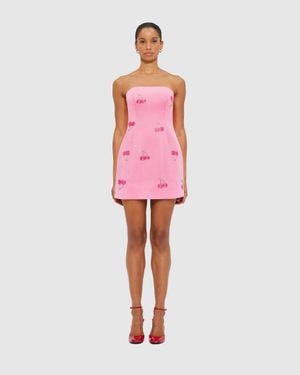 LEO LIN Roselle Embellished Bustier Mini Dress - Red