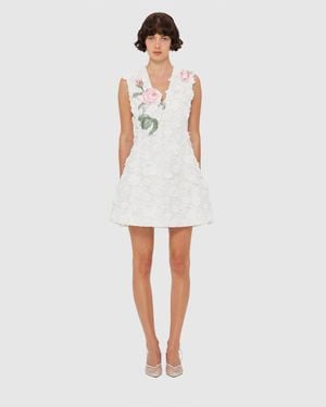 LEO LIN Briana V Neck Embroidered Lace Mini Dress in White | Lyst LEO LIN Briana V Neck Embroidered Lace Mini Dress in White | Lyst