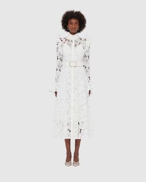 LEO LIN Aliyah Lace Butterfly Sleeve Midi Dress - White