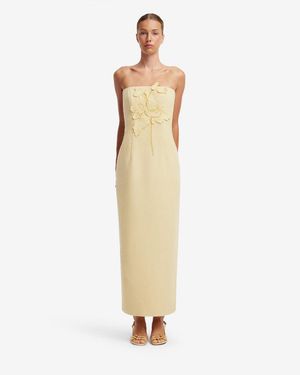 LEO LIN Rayna Appliqué Tweed Maxi Dress - Natural