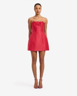 LEO LIN Rosario Linen Bustier Mini Dress - Red