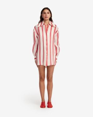 LEO LIN Kathleen Striped Silk Blouse - Red