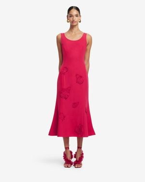 LEO LIN Emily Appliqué Midi Dress - Red