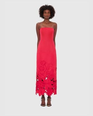 LEO LIN Rayna Appliqué Bustier Maxi Dress - Red