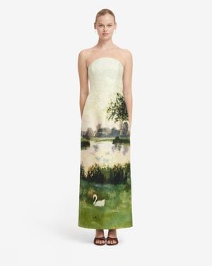 LEO LIN Ava Jacquard Bustier Maxi Dress - Green