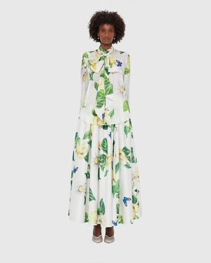 LEO LIN Freya Tie Neck Silk Blouse - Green