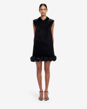 LEO LIN Lingyu Velvet Embellished Mini Dress - Black